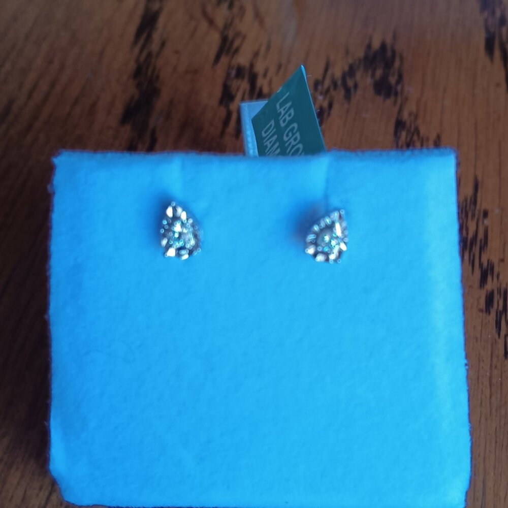 *Price Drop* New Effy Sterling Silver 1/10 ct. t.w. Lab Grown Diamond Earrings - Picture 3 of 5